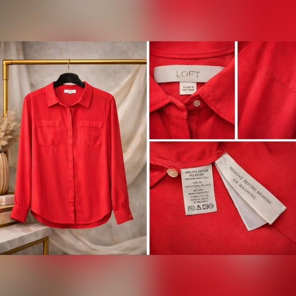 Loft Women's Red Blouse - Picture 4 of 5